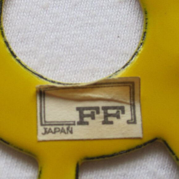 vintage Fitz & Floyd Yellow Enameled 8" Metal Vase Base Stand, Footed - Picture 5 of 5